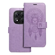 OEM Torba MEZZO Book za XIAOMI Redmi Note 14 PRO 5G/14 PRO PLUS 5G, vijolična, z motivom lovilca sanj