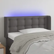Vidaxl vidaXL Vzglavje postelje z LED svetlo sivo 103x16x78/88 cm umetno usnje