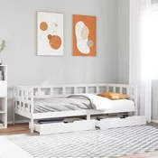 Dnevni krevet s ladicama bez madraca bijeli 80x200 cm masivno drvo