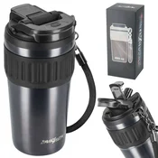 shumee Vrhunska termo skodelica s slamico, neprepustna za vodo, 630 ml - temno siva
