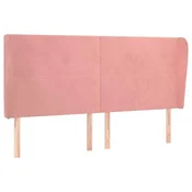 Vidaxl Vzglavje z ušesi roza 203x23x118/128 cm žamet