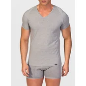 zd ZERO DEFECTS Spodnja majica V-Neck T-Shirt Egiptian Cotton siva