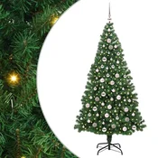 Vidaxl Umestno božično drevo Zelena 210 cm PVC, jeklo in plastika