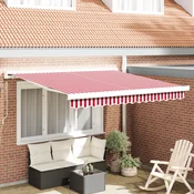 Vidaxl Retraktilna tenda Rdeča in bela 300 x 250 cm Tkanina in kovina