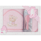 Set rucnika za bebe s cešljem i cetkom Interbaby - Love you Pink, 100 x 100 cm