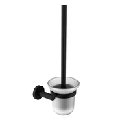 X-ROUND BLACK stenska WC ščetka, mat steklo, črna mat - Črna - 148x384x121 mm - Sapho - X-ROUND - 120 - Medenina; steklo - Ščetka za stranišče - Krožni - 148 - 384 - 121 - According to recommendation - 14