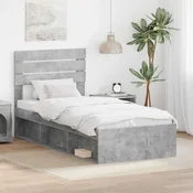 vidaXL vidaXL Konstrukcija postelje Beton 90 x 200 cm Masivno borovo les, (5000103199)