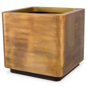 Casa Padrino luxury flower pot vintage brass/black 75 x 75 x H. 70.5 cm - Stainless steel plant pot - Living room decoration - Office decoration - Decorative accessories - Luxury quality