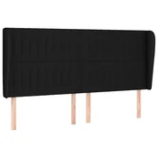 Vidaxl Vzglavje z ušesi črno 163x23x118/128 cm blago