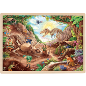 Djecja drvena slagalica Goki - Fosili dinosaura, 96 dijelova