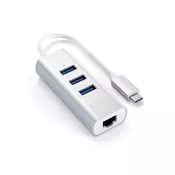 SATECHI Aluminium Type-C Hub (3x USB 3.0,Ethernet) - Silver