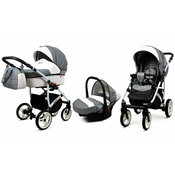 Babylux White Lux Carbon | 3v1 Kombinirani Voziček kompleti | Otroški voziček + Carrycot + Avtosedežem