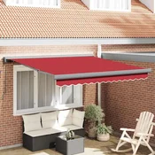 Vidaxl Retraktilna tenda Rdeča 300 x 250 cm Tkanina in kovina