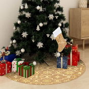 Luksuzna podloga za božicno drvce s carapom žuta 122 cm tkanina