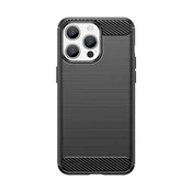 HURTEL Elastično ohišje vzorec karbon za iPhone 15 Pro Max Carbon Case - črno