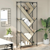 Greatstore Knjižna omara sonoma hrast 79x30x180 cm inžen. les in kovina