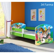 Djecji krevet ACMA s motivom, bocna zelena 140x70 cm 34 Farm