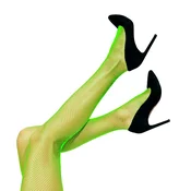 Neonsko zelene mrežaste disco hlačne nogavice