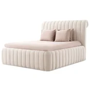 Casa Padrino luxury double bed cream 210 x 266 x H. 155 cm - Solid wood bed with headboard - Bedroom furniture - Hotel furniture - Luxury furniture - Luxury interior
