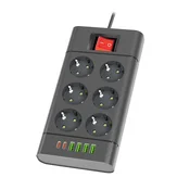 Razvodnik sa 6 mesta 2m 1.5mm2+pr. 4xUSB+2xtip C