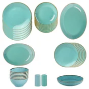 30-piece tableware set, porcelain, Seasons, Turquoise - Porland
