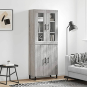 Greatstore Visoka komoda siva sonoma 69,5x34x180 cm inženirski les
