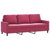 Vidaxl Kavč trosed vinsko rdeč 180 cm žamet