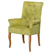 Casa Padrino Chesterfield Neo Baroque Dining Chair Green/Natural - Kitchen Chair with Armrests - Dining Room Furniture - Chesterfield Furniture - Neo Baroque Furniture