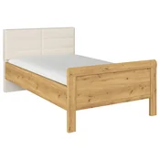 Novel POSTELJA 120 cm x 200 cm , tekstil, leseni material barve hrasta, barve šampanjca