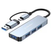Hub postaja Techsuit DataBridge 4v1 (H8) USB-A/USB-C - USB-A 3.0, 3x USB-A 2.0 - gray