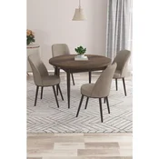 Hanah Home trpezarijski set Kea, sto i 4 stolice, ploca u dekoru drveta Baroque, kapucino tkanina Babyface