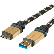 ROLINE 11.02.8879 USB kabel 2 m USB 3.2 Gen 1 (3.1 Gen 1) USB A Micro-USB B Crno, Zlatno