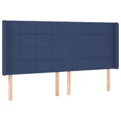 Vidaxl Vzglavje z ušesi modro 163x16x118/128 cm blago