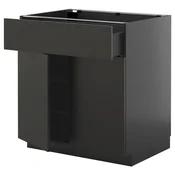 METOD / KNIVSHULT Podni element+ladica/2 vrata, crno-siva/Nickebo mat antracit, 80x60 cm