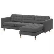 LANDSKRONA Sofa trosed, s lenjivcem/Gunnared tamnosiva/drvo