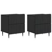 vidaXL Nočna omarica 2 pcs Črna 43 x 34,5 x 49,5 cm Inženirski les
