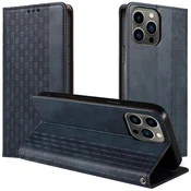 HURTEL Ovitek z magnetnim trakom za Samsung Galaxy S23 Ultra, preklopni ovitek, denarnica, mini stojalo, moder