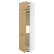 METOD Visoka omara za hlad/zamrz+3 vrata, bela/Voxtorp imitacija hrasta, 60x60x240 cm