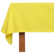 Namizni prt iz 100% bombaža naraven dekorativni prt za notranje prostore, vrt, terase in slavnostne dogodke, obrobljeni robovi, dekatiziran, pranje v pralnem stroju 140x140 cm rumen