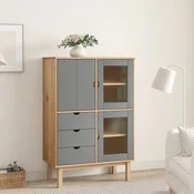 Visoka komoda OTTA smede-siva 85x43x125 cm od masivne borovine