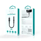 iPhone 14 Plus / 14 Pro Max / 14 Pro audio adapter kabel DEVIA EC090, 3,5 mm prikljucak na Lightning, 12 cm, CRNI