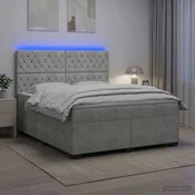 vidaXL Postelja boxspring z vzmetnico Svetlo siva 180 x 200 cm Žamet