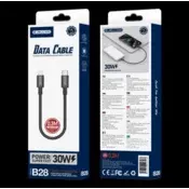 Jellico Podatkovni polnilni kabel B28 Type C na Lightning 0,3m 30W - črn