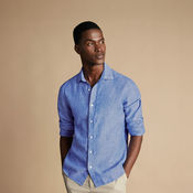 Lagana lanena košulja u popelin tkanju Charles Tyrwhitt Pure Linen Shirt — Cobalt Blue - Extra Slim fit | XL