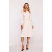 Stylove Womans A-line dress with long sleeves - ivory