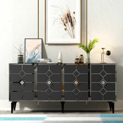 HANAH HOME Komoda Cagla Anthracite Silver