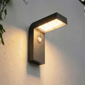 Prios LED-Solar-Wandleuchte Aurino, črna, senzor, IP44 - črna, prozorna - Aluminij