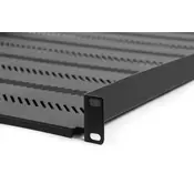 1U fixed shelf 19, depth 550 mm, load capacity 25 kg, mounting at 4 points, screws and bracket included, black (RAL 9005)
