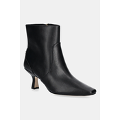 Usnjeni gležnarji Coach Sculpted C Kitten Heel Leather Bootie ženski, črna barva, CBP25