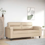 shumee vidaXL Dvosed kremne barve 140 cm oblazinjen z mikrovlakni